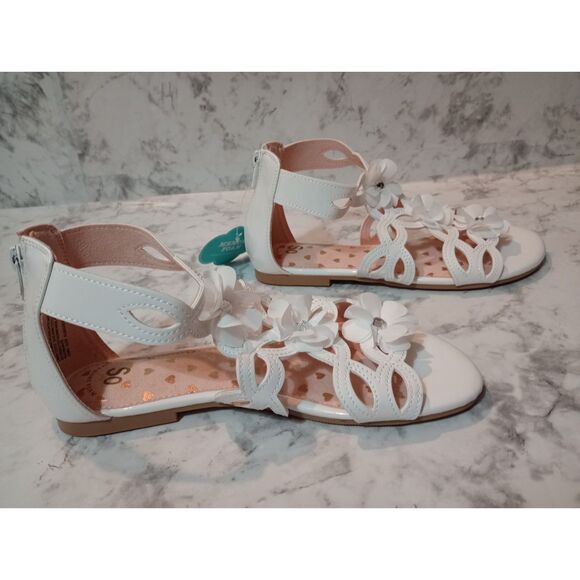 NWT SO Shiny White with White Floral Design Size 5 - Picture 2 of 7